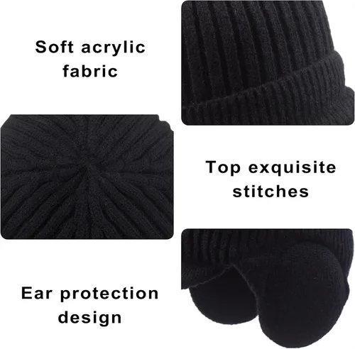 Miniatura 5 de Muryobao Gorro de invierno para hombre con forro polar con visera orejeras cálidas gorra de esquí