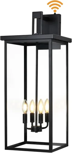 Miniatura 18 de tewei Farol de Pared Exterior de Gran Tamaño Accesorio de Luz de Pared Exterior, Luz de Porche Negro Mate, Luces Exteriores Impermeables para Casa
