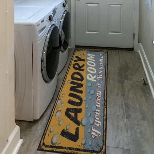 Miniatura 16 de Alfombra lavable a máquina con diseño de texto antideslizante con parte trasera de goma, 2 x 5, para lavandería, para baño, lavadero, 20 x 59