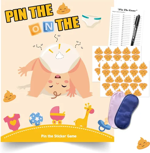Juegos de baby shower, recuerdos de fiesta, pin the sticker en el pañal, divertidos juegos de baby shower para adultos, decoraciones de baby shower,