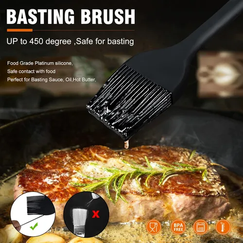 Miniatura 4 de Walfos Juego de 5 cepillos de silicona para repostería, resistentes al calor, perfectos para hornear, parrilla de barbacoa, cocina de cocina, núcleo