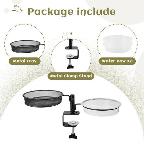 Miniatura 2 de Paquete de 2 comederos para pájaros de cubierta, para baño, spa para pájaros de doble uso, soporte para flores, maceta, ideal para atraer pájaros