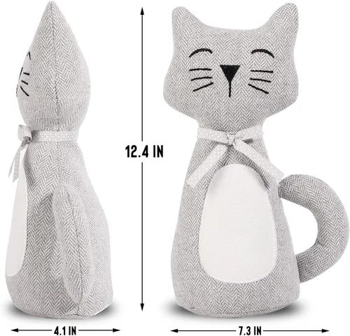 Miniatura 3 de Lindo Tope Decorativo para Puerta para Piso de Casa y Oficina, Topes de Puerta de Tela con Animales Ponderados, Protectores de Pared Pesados, Gato