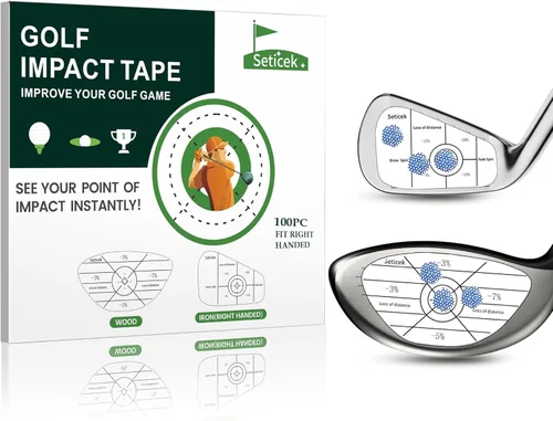 Etiquetas de cinta de impacto de golf Seticek |Análisis autodidáctico de punto dulce y consistencia | Mejora la precisión y la distancia del swing