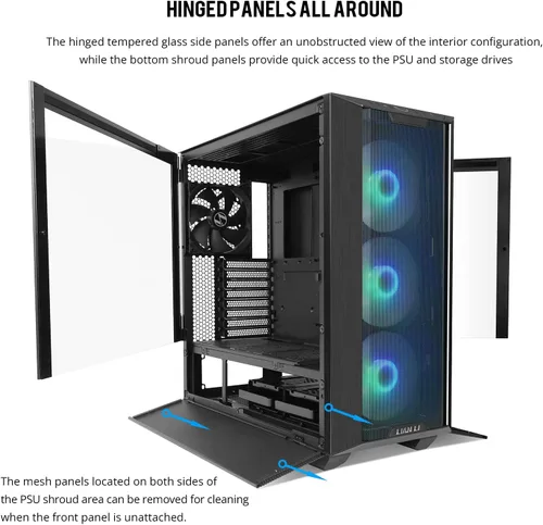 Miniatura 2 de Lian Li LANCOOL III E-ATX Caja de PC, Amplia Caja de Computadora para Juegos RGB con Puertas de Vidrio Templado Articuladas, Paneles de Malla Fina