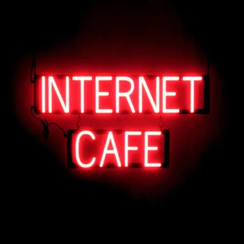 Miniatura 55 de SpellBrite Letrero WI-FI Letrero relacionado con café con aspecto de neón, fuente de luz LED azul 15.4 x 6.3 pulgadas