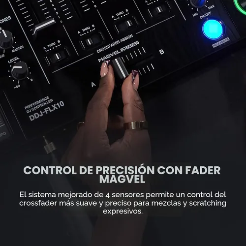 Miniatura 5 de Pioneer DJ DDJ-FLX10 Controlador profesional de DJ de 4 canales, paquete negro con funda de transporte, auriculares HDJ-CUE1, cable XLR y paño