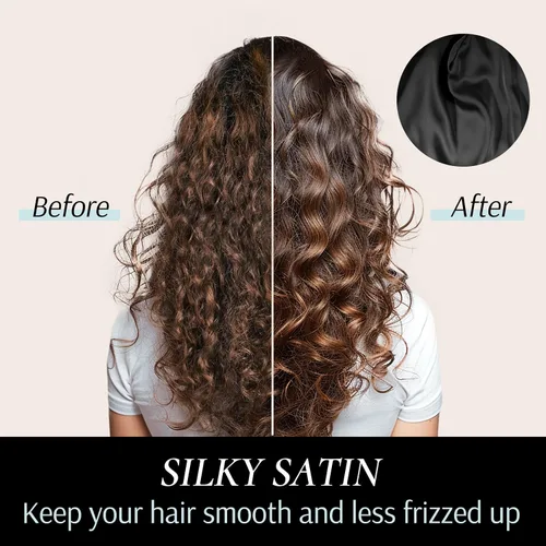 Miniatura 3 de Zenssia Gorro de pelo con forro de satén para dormir, gorro de dormir para mujeres y hombres con correa ajustable, envoltura para el cabello que