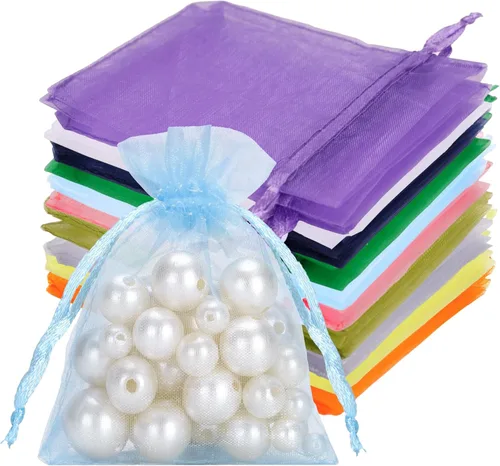 joycraft 50 Bolsas de Regalo de Organza - Bolsas de Malla con Cordón para Joyas de 2.7 x 3.5 Pulgadas, 10 Colores Bolsas de Obsequios de Organza