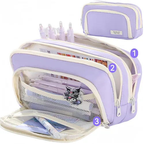Estuche para lápices de gran capacidad, 3 compartimentos, bolsa grande para lápices, bolsa para bolígrafos, caja porta lápices, organizador de