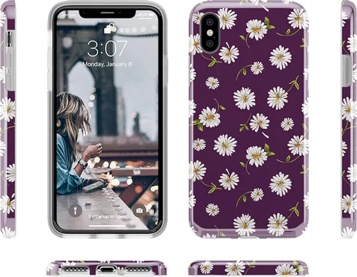 Miniatura 5 de Casely Funda para iPhone X/XS Daisy Daydream - Funda floral morado ciruela