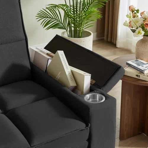 Miniatura 6 de Eafurn Sofá cama convertible con mesa giratoria de 360° y puertos USB, sofá biplaza de felpilla copetudo, sofá biplaza extraíble con reposabrazos