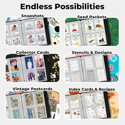 Miniatura 6 de Dunwell - Fundas para fotos para carpeta de 3 anillas, (3.5x5, paquete de 10) para 80 fotos, cada página de foto contiene 8 fotos o 4 paquetes