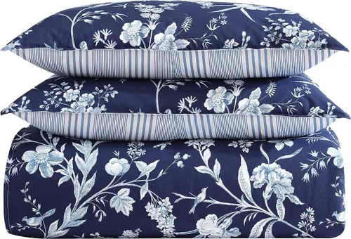 Miniatura 12 de Laura Ashley - Juego de edredón tamaño King, juego de ropa de cama reversible de algodón, incluye fundas a juego con fundas europeas y fundas