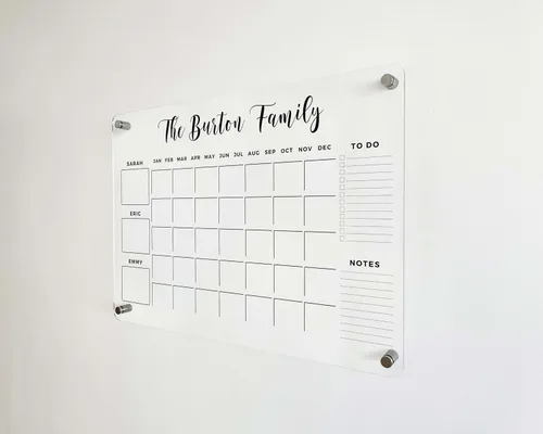 Miniatura 8 de Calendario de pared acrílico personalizado grande, planificador personalizado 2026, calendario familiar de borrado en seco