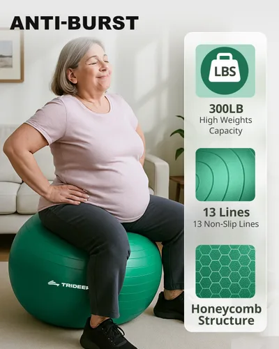 Miniatura 5 de Trideer Pelota de ejercicio para fisioterapia y entrenamiento - Pelota suiza para fuerza y equilibrio del núcleo
