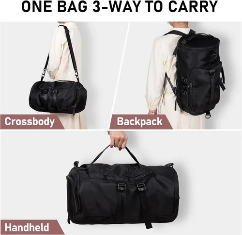 Miniatura 3 de Pequeña bolsa de gimnasio para hombres y mujeres, mochila de gimnasio negra con compartimento para zapatos, mochila de fin de semana, bolsa