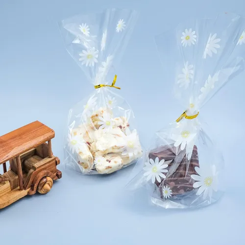 Miniatura 8 de souG 100 bolsas de celofán con fuelle pequeñas de margaritas blancas