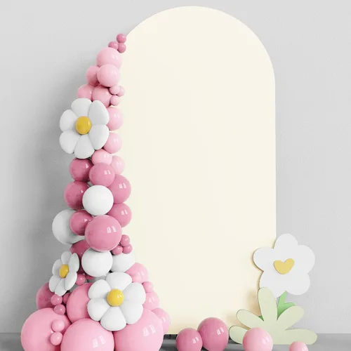 Miniatura 31 de Asee'm Cubierta de arco de boda de 6 pies, color beige, ajustada, cubierta de elastano ajustable de 2 caras, cubierta de fondo para decoración