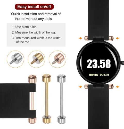 Miniatura 5 de HARFINGTON Reloj Tornillo Tubo Varilla Acero Inoxidable Reloj Correa Pines
