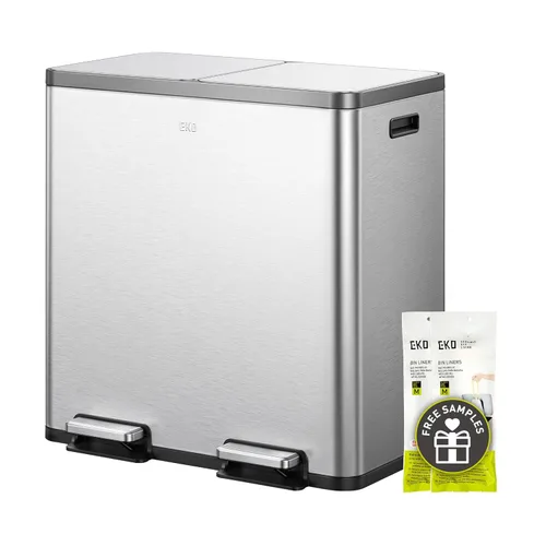 Miniatura 12 de EKO EcoCasa II - Bote de basura doble de 36 L + 24 L con cubo de reciclaje, cubo de basura de acero inoxidable con tapa, compartimento desodorante