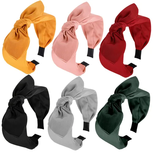 Miniatura 20 de Jaciya Diademas de lazo para mujer, lindas diademas anudadas, accesorios para el cabello (banana)