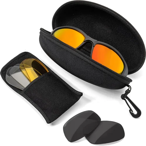 Miniatura 7 de Kit de lentes de seguridad con lentes intercambiables, protección UV antiarañazos, protección ocular de caza para hombres y mujeres, elegantes gafas
