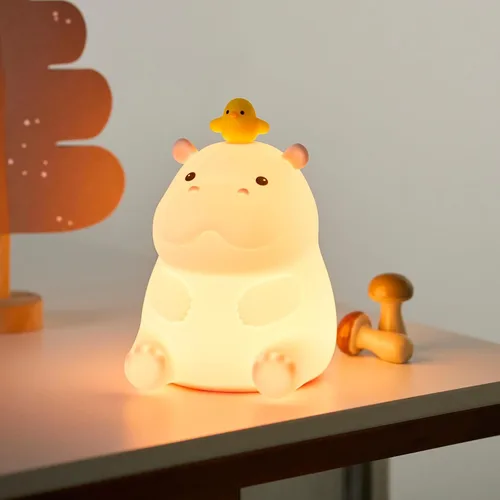 Miniatura 11 de Linda luz nocturna de pingüino, lámpara de animales, silicona de grado alimenticio, recargable, atenuable en 2 niveles, luz nocturna esponjosa
