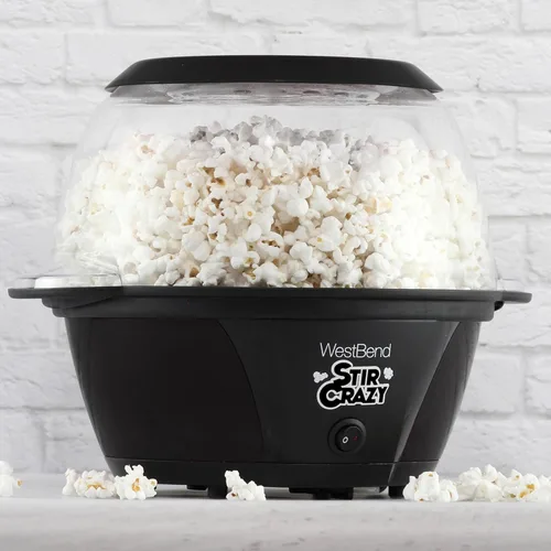 Miniatura 2 de West Bend Stir Crazy Máquina de hacer palomitas de maíz con aceite caliente, máquina para hacer palomitas de maíz con tapa grande para servir y vara