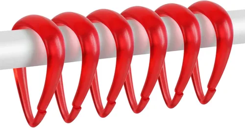 Miniatura 11 de Top-spring Ganchos para cortina de ducha, anillos de cortina de ducha de plástico negro, ganchos de ducha en forma de gota para cortina de baño