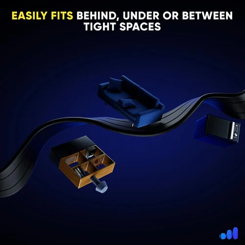 Miniatura 5 de Maximm Cable de extensión de 15 pies, calibre 16, enchufe plano pequeño y diseño de cable plano que ahorra espacio, 125 V, 13 A, 1625 W, 3 clavijas