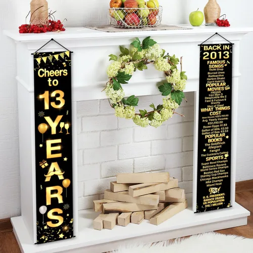 Miniatura 3 de Decoraciones de aniversario para fiesta de cumpleaños número 13, pancarta de felicitación a los 13 años, decoración de fiesta, letrero de bienvenida