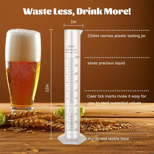 Miniatura 4 de Juego de hidrómetro, para aguamiel, vino, kombucha y cerveza casera, accesorios para probador de alcohol, kit completo para probador Abv de gravedad
