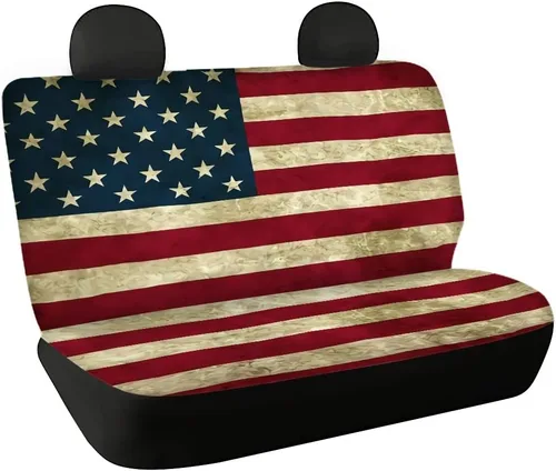 AFPANQZ Funda protectora para asiento trasero de automóvil, con bandera patriótica estadounidense, solo para asiento trasero de automóvil, camión,