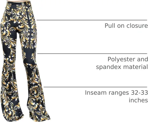 Miniatura 69 de ShopMyTrend - Pantalones de yoga largos con piernas anchas y acampanadas estilo palazzo, con cintura alta, para mujer