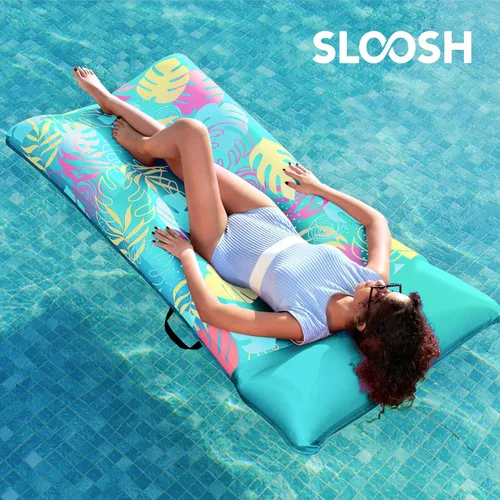 Miniatura 7 de SLOOSH Tumbona inflable para piscina, flotadores de tela XL para adultos, tumbona flotante de agua ultra cómoda con reposacabezas para playa, lago