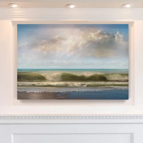 Miniatura 10 de Renditions Gallery - Impresiones de arte natural en lienzo, puesta de sol vespertina en playa de arena tranquila, obra de arte para colgar