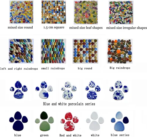 Miniatura 4 de 1 Libra de Azulejos de Cerámica de Mosaico Color Aleatorio Forma de Gotas Grandes de Lluvia Piezas de Cerámica de Mosaico para Manualidades DIY