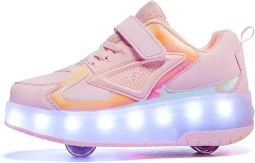 Miniatura 10 de Zapatos para niños con ruedas - 4 en 1 Zapatos con ruedas iluminados con luces LED recargables por USB para regalos de Navidad y escuela