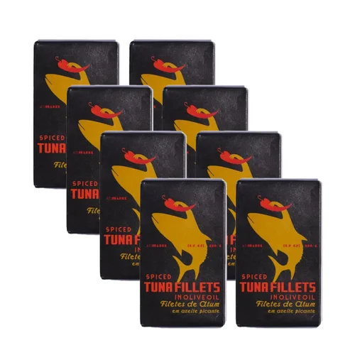 Miniatura 2 de Filetes de atún portugués especiados enlatados en aceite de oliva capturado en la naturaleza Vitaminas B, Omega-3 Pescado enlatado de Ati Manel