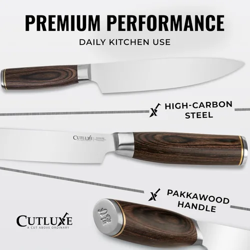 Miniatura 2 de Cutluxe Cuchillo de Chef – Cuchillo de Cocina Japonés Ultra Afilado de 8", Hoja de Acero Inoxidable de Alto Carbono, Mango de Pakkawood de Espiga