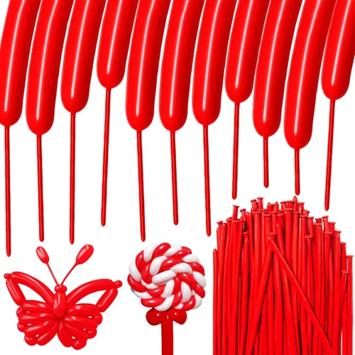 Miniatura 10 de 100Pcs Globos Negros 260, Globos Largos para Atar Arco de Globos, Globos Largos y Finos para Torcer Globos de Animales, Globos para Cumpleaños