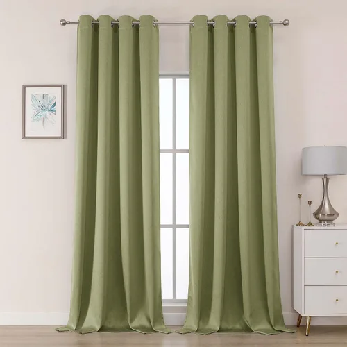 Miniatura 38 de OWENIE Cortinas 100% opacas de 96 pulgadas de largo, 2 paneles para dormitorio, sala de estar, cortinas superiores con aislamiento térmico
