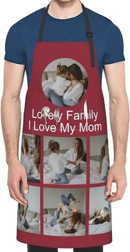 Miniatura 14 de EAQ Delantales personalizados para mujeres y hombres, delantales personalizados con foto personalizada para cocinar, servir, cafetería Delantal
