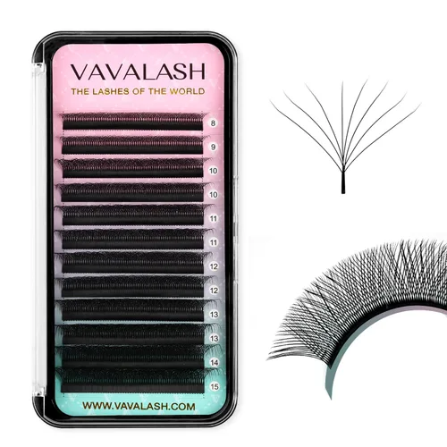 Miniatura 23 de VAVALASH Extensiones de pestañas en forma de W, con abanico prefabricado 3D, rizado D, extensiones de pestañas de volumen fáciles de abanico