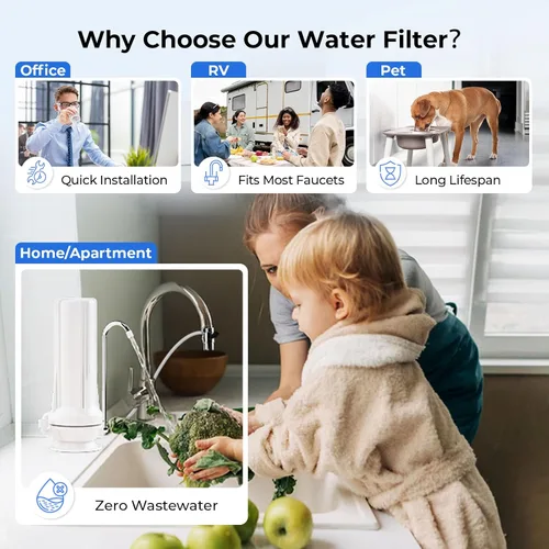 Miniatura 5 de iSpring CT10-W Filtro de agua de encimera, sistema de filtro de agua para grifos de múltiples capas con adaptador de grifo versátil, reduce metales