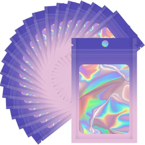 Mylar - Bolsas holográficas de 4 x 6 pulgadas, 100 bolsas pequeñas transparentes resellables a prueba de olores, bolsa de embalaje de plástico