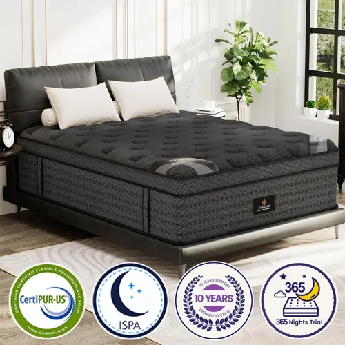 Miniatura 2 de Colchón tamaño Queen, Colchón Híbrido Deluxe Queen de 12 pulgadas en una caja, Colchones de firmeza media con espuma viscoelástica de gel y resortes