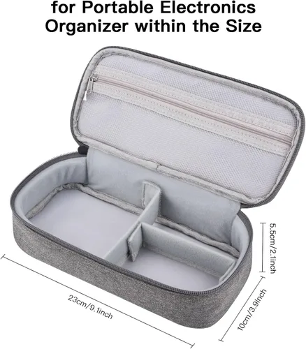 Miniatura 3 de Tech - Estuche organizador de viaje, bolsa de transporte de artículos electrónicos para cable, cargador y cables (gris oscuro)