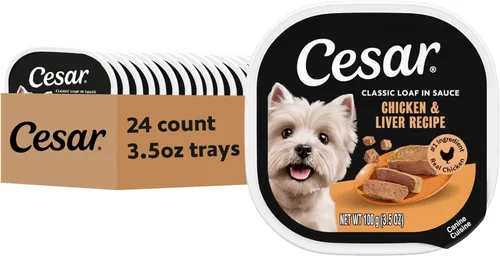 Miniatura 24 de Cesar - Comida húmeda clásica para perros en salsa con receta de cordero, bandejas fáciles de pelar de 3.5 onzas, 24